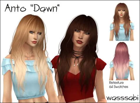 Wasssabi Sims Anto`s Dawn Hair Retextured Sims 4 Hairs