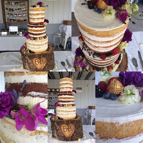 Three Teared Vanilla Mixed Berry Naked Wedding Cake Filed With Mixed Berry Compote Vanilla W