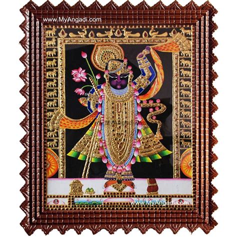 North India Krishna Tanjore Painting Shrinathji Tanjore Painting