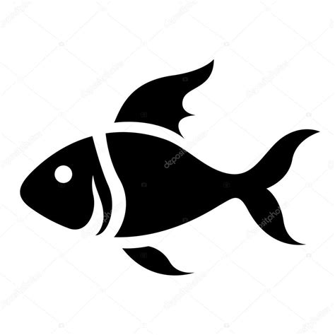 Icono De Pescado De Dibujos Animados Negro