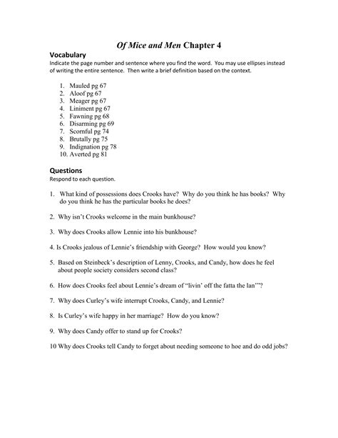 Of Mice And Men Chapter Quiz Marnashazil