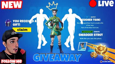 🔴live Fortnite Get Designer Tsuki And Swagger Strut Ting Battlepass Season 3 Youtube