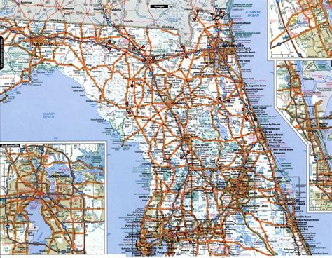 Florida state highway map with truck routes roads map trucker drivers - usa