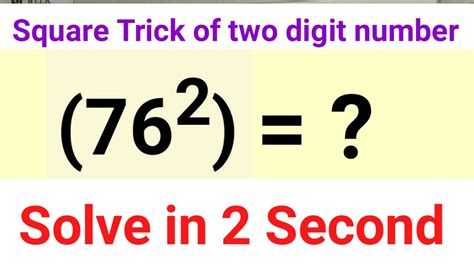 Square Trick Of Two Digit Numbers Maths Tricks Of Calculation In