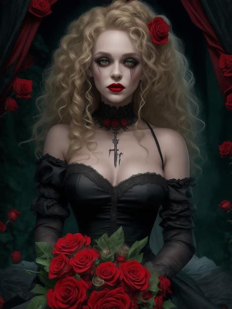 Beautiful Women With Blood Red Eye Frankenstein Bride Illustration