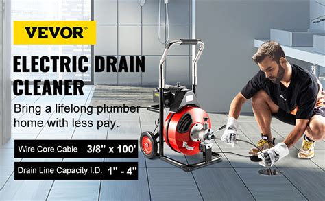 VEVOR Drain Cleaner Machine 100 Ft X 3 8 Inch Auto Feed Drain Cleaning