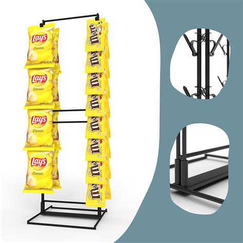 Display Store Potato Chip Rack Display with 32 Clips, 2-Row Chip Stand ...