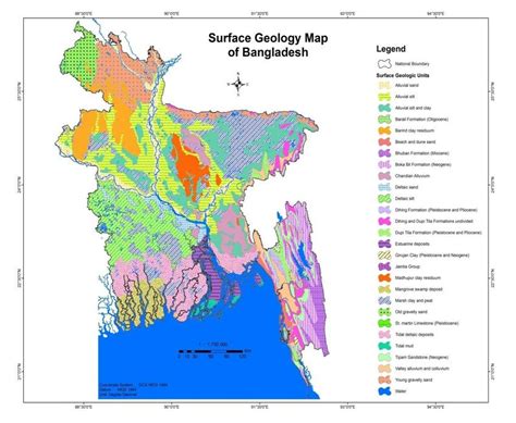 Surface geology map of Bangladesh showing surface geology units of the ...