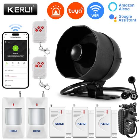 Kerui 120db Loud Sound Alarm System Siren Tuya Smart Wifi Wireless