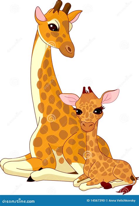 Mother-giraffe and Baby-giraffe Stock Vector - Illustration of ...