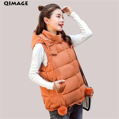 Hot Women Vest 2018 Winter Short Waistcoat Warm Cotton Hooded Plus Size