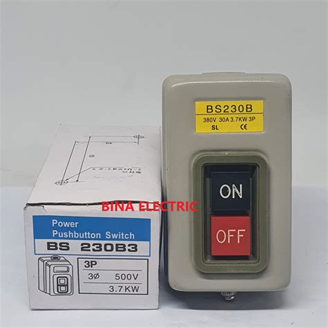 Jual Power Push Button Switch ON OFF BS230B 3P 30A 3 7kW 500V BS 230B