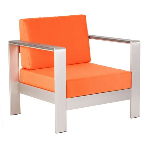 Modern Contemporary Outdoor Patio Arm Chair Cushions, Orange, Fabric ...