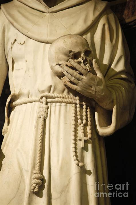 Detail Of A Sculpture Depicting St Francis Holding A Skull Photograph By French School