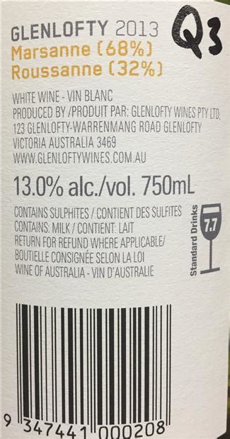 Glenlofty Wines Roussanne Marsanne Australia Victoria Western