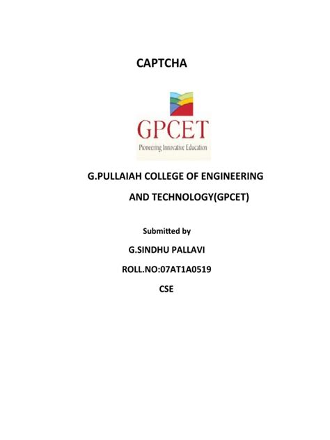 Captcha Gpullaiah College Of Engineering And Technology Gpcet Pdf