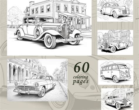 60 Classic Car Coloring Pages Collection - Etsy