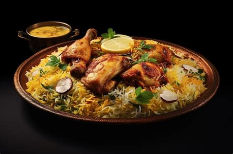 Biryani Au Poulet Avec Du Riz Basmati Cuit à La Vapeur Photo Premium