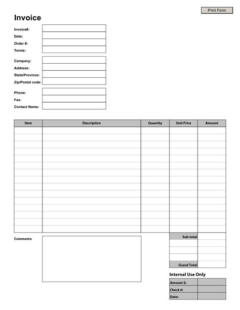 Free Printable Blank Invoice Forms Invoice Template Ideas