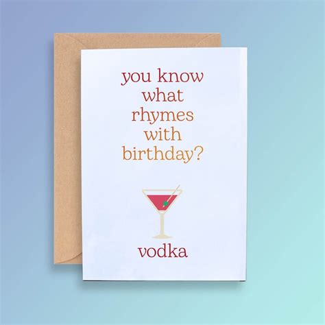 Funny Vodka Birthday Card Cheers Vodka Happy Birthday Card | Etsy