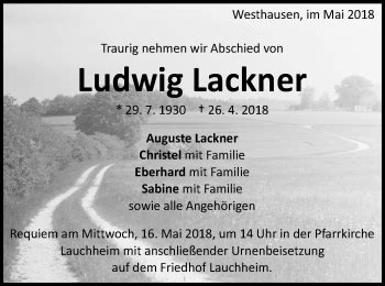 Traueranzeigen Von Ludwig Lackner Ostalbtrauer