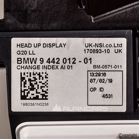 ORIGINAL BMW G20 G21 G26 G28 G80 M3 Head Up Display LHD AH57257 9442012 ...