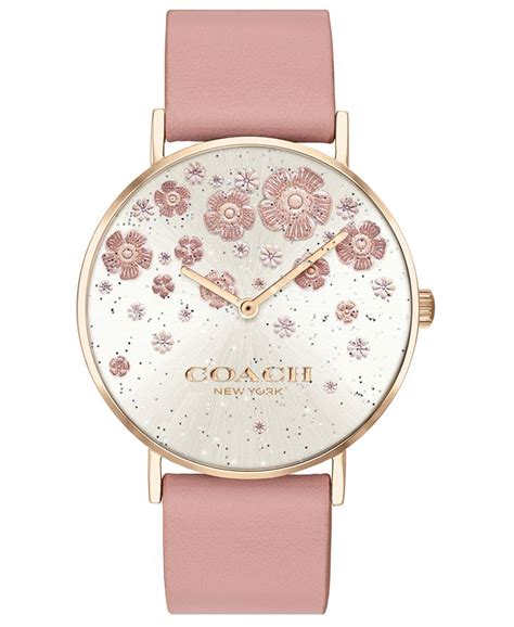 Coach Womens Perry Blush Leather Strap Watch 36mm Macys