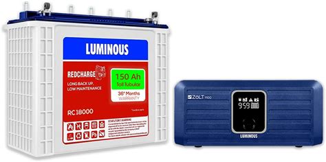 Luminous Inverter Battery Combo Zolt Pure Sine Wave Va V