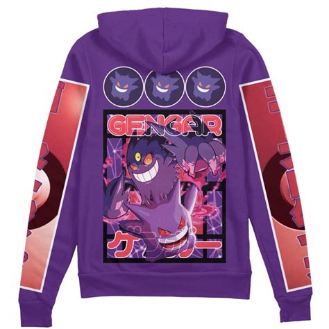 Gengar Pokemon Streetwear Zip Hoodie Jacket Anime Ape