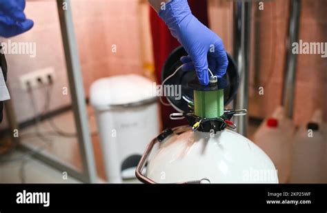 Dewar Vessel With Liquid Nitrogen With Frozen Embryos And Eggs In A