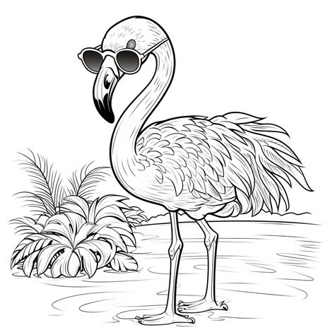 Flamingo trägt eine Sonnenbrille happycoloring net