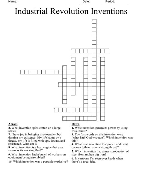 The Industrial Revolution Inventions Word Search Puzzle Worksheet Hot