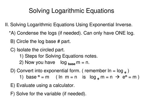 Logarithmic Equations Examples