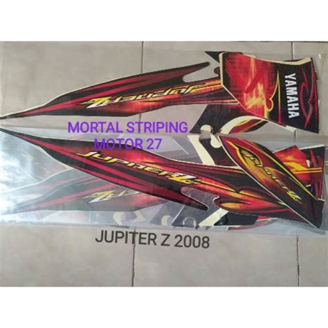 Jual Stiker Striping Jupiter Z Cw Burhan Hitam Corak Merah Lis