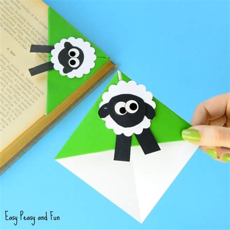 Sheep Corner Bookmark - Origami For Kids - Easy Peasy and Fun