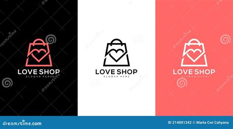 Love Shop Bag Logo Vector Design Premium Stock Vector Illustration Of