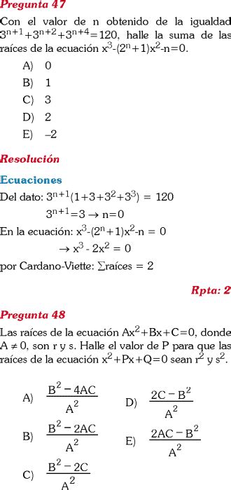 Examen Ingreso Universidad Resuelto Admisi N Solucionario Modelo