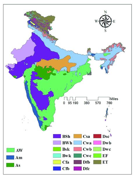 Koppen Classification Of Climatic Regions Of India