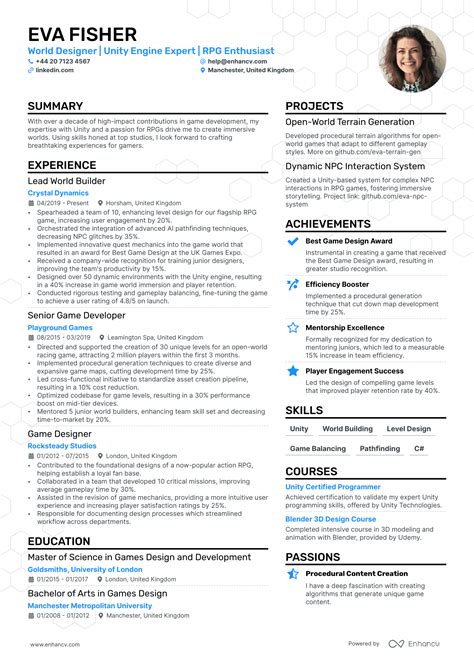 Game Developer Cv Examples And Guide For 2025