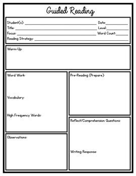 Editable Guided Reading Template (with Running Record & Anchor Chart)