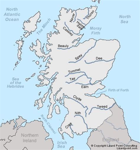 Labeled Map Of Rivers In Scotland Geography Quiz Geography Fishing Maps