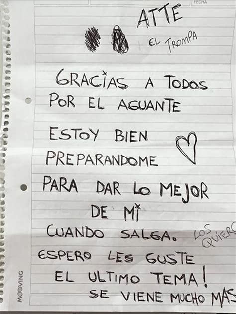 L Gante envió una carta manuscrita desde su detención para presentar su