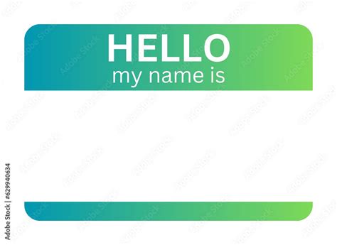 name badge template with gradient color background. hello my name is ...