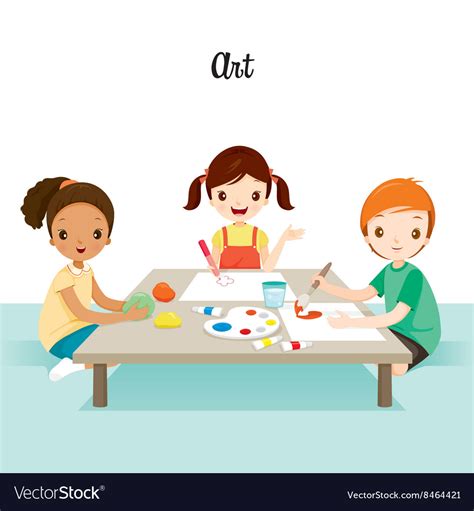 Children relaxing in art class Royalty Free Vector Image