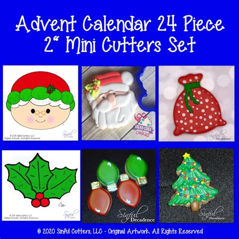 Advent Calendar 24 Piece 2 Mini Christmas Cookie Cutter Etsy