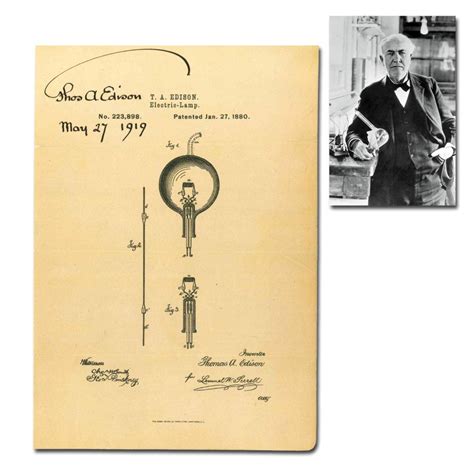 Sold At Auction Thomas Edison Bold Signature On Souvenir Patent Model