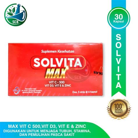 Jual Solvita MAX Per BOX 30 Kapsul Vit C 500 Vit D3 Vit E Zinc