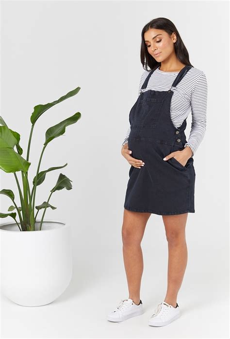 Denim Maternity Pinafore Dress Size Uk 8 Maternity