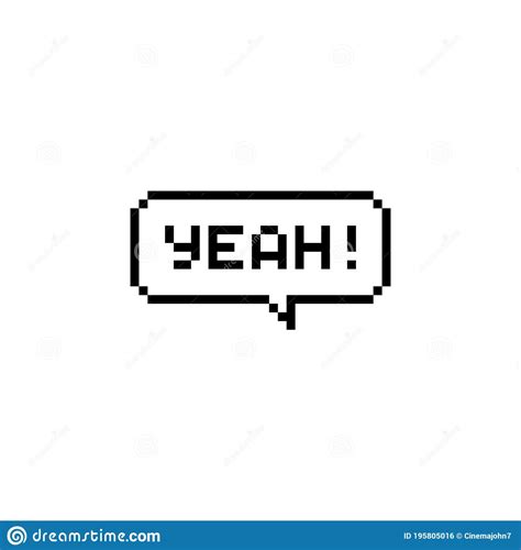 Pixel Art Bit Speech Bubble Saying Yeah Isolated Vector