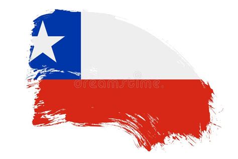 Chile Flag On White Background With Abstract Paint Brush Texture Effect